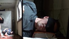 head trampling by Alice in summer sandals (two cameras)