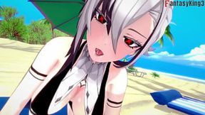 Arlecchino's Beach BJ, tits bouncing, sandy sex, full POV, POV full version, Genshin Impact, fantasy king