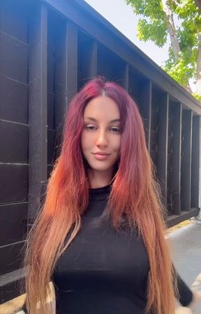 Smoking Outdoor Along Hair Fetish and Boobs Flash