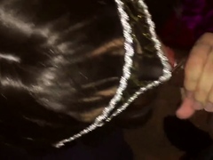 Crossdresser slut sucking black cock POV