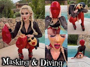 Triple MASKING DIVING in a pool