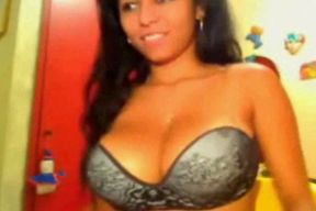 Very busty webcam brunette exposes her curves and masturbates