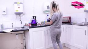 Cooking in a communal kitchen while flashing and having my pussy out