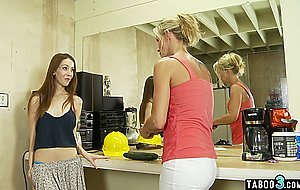 MILF stepmom Simone Sonay teaching the proper deepthroat technique to teen