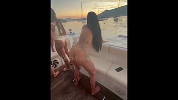 Latina GF gets cum on her big tits on a boat