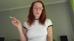 Hot Girl Smoking in Tight White Top