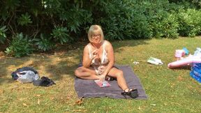 Balloon fun in the garden in new floral teddy