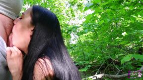 Sensual blowjob in the woods
