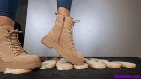 Bread Crush under Boots - 4K MP4