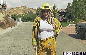 Tranny firefighter Aspen Brooks fucks dirty friend after she swallowed cock