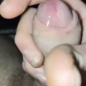 Touching throbbing cock dripping with precum come lick it