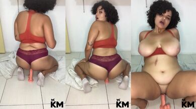 BBW teen rides dildo until she squirts hard cumming nonstop