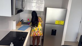 Busty stepmom Leyne Rodriguez and stepson shared bed and have sex.