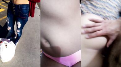 My friend’s girlfriend sucked my fat cock at the supermarket then begged me to fuck her rough at home