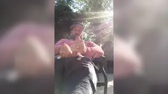 Twink Jerks Off Hard Cock Outdoors in Garden
