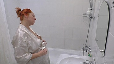 Marta Redhead Pregnant MILF w DD Tits Fucks Her Pussy & Ass