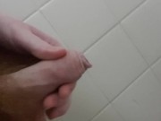 PUBLIC Bathroom Side view of my uncut young cock pissing! 💦