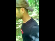 Boy walks with cum mess on face but he need to hide because someone comes
