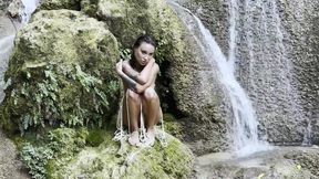 Fishnet Babe Monika Fox Gets Wet at the Public Waterfall