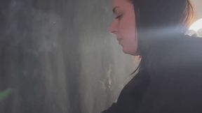 SANDY MULTIPLE PUMPS AND NOSE EXHALES SMOKE
