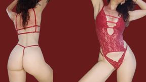 Red lingerie and total nudity