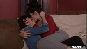 Cute teen redhead tranny Chelsea Poe have fun with MILF