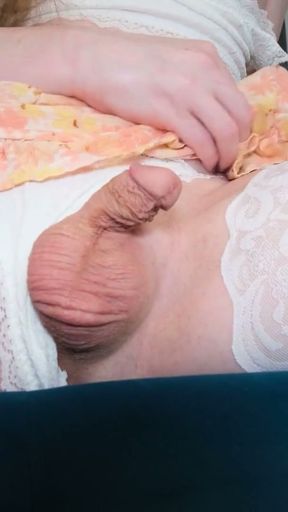 GROOBYGIRLS - Blonde Tgirl with pink nipples masturbates   Clip 1
