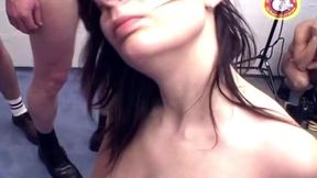Brunette and Blue Hair Babe Share Cocks and Cum