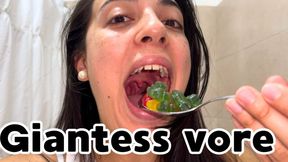 Giantess Vore – My gummy prey disappears inside my mouth