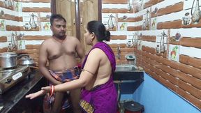 Indian housewife hard-core sex in kitchen room by her husband's friend