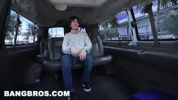 Jasmine Vega Seduces Geek on Miami Streets in Sizzling Bang Bus Ride