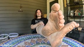 Showing off my dirty feet
