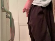 buddy taking a piss when he wakes up *morning wood*