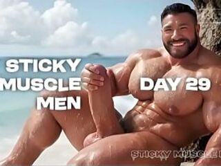 Sticky Muscle Chaps Day 29 Preview, AI-Generated Muscle Boyz, Large Knobs, Large Cum Loads