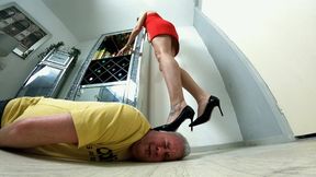 Red Dress & High Heels FLOOR CAM (4K)