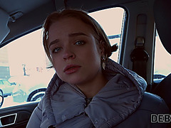 Debt4k. Nice lassie Calibri Angel glaldy sucks cock and spreads legs