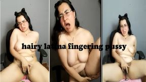 latin girl fingering hairy pussy