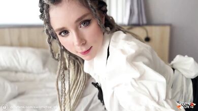 Two outfits one sex with her hot wife Sweetie Fox rides rough and deep