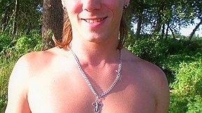 Wild outdoor party porn with hawt guy making 2 dongs cum