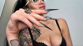 Long CLAWS - my new shape, long nails with long fingers, HOT handjobs with spit