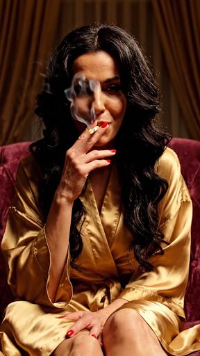 Curvy, smoking feet AI-generated persian cuckolds femdom