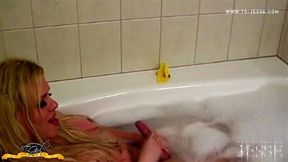 Hot Trans TS Jesse Rubs One Off Before Taking a Bath