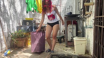 Bendin Over Laundry Day Has That Stepdaughter Ass Cheek Porn Poppin Off, Damn!