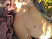 Fun by the water outdoors, with buttplug near a public trail 2