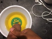 Uncut teen pisses into breakfast bowl
