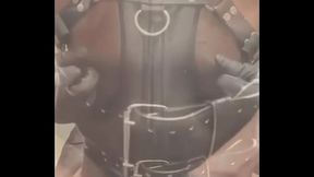 BBC Latex Tight Tit Exposing Singlet Nipple Play Edging Cum