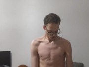 Very skinny musculy teen flexes his body muscels and shows his physique