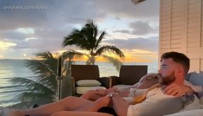 Sunset Date turns into Bareback Muscle Breeding Balcony Fuckfest