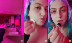 Femboy Kitty Cross Lips Choked Gushing Cum Makeup Destroyed
