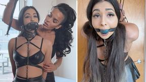 Femdom Bondage: Leash, Penis Gag & Door Suspension. Jezebel Part1 (HD +BTS)